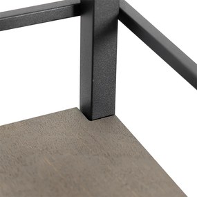 Индустриална подова лампа черна с дърво - Cage Rack