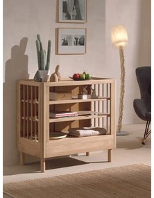 Детски скрин от масивен дъб с маса за преповиване в естествен цвят 100x95x55 cm Forrest – Vipack