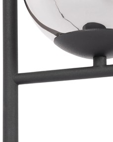 Арт Деко настолна лампа черна и опушено стъкло - Flore