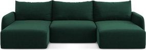 Тъмнозелен кадифен сгъваем/с място за съхранение ъглов диван (U форма) Kalena – Makamii
