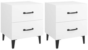 811989 vidaXL Нощни шкафчета, 2 бр, бели, 40x35x47,5 см