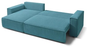 Тюркоаз сгъваем ъглов диван от рипсено кадифе Nihad – Bobochic Paris