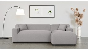 Светлосив ъглов диван от рипсено кадифе (десен ъгъл) Martin – Ropez