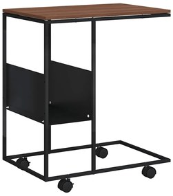 343108 vidaXL Помощна маса с колелца черна 55x36x63,5 см инженерно дърво