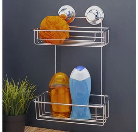 Етажерка за баня на две нива TEKNO TEL TR DM 256, 25х15х38 см, Вакуум, Сребрист