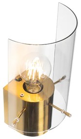 Винтидж стенна лампа месинг с опушено стъкло - Vidra