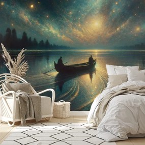 Самозалепващ тапет – Нощно езеро под звездно небе