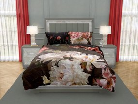 Чаршафи с памучен сатен - божур на тъмен фон 3 časti: 1ks 220x200 + 2ks 70x80