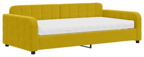 3196917 vidaXL Канапе с матрак, жълто, 100x200 см, кадифе