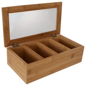 Бамбукова кутия за чай с 4 секции голяма 16x30x9см (A2147S)