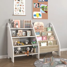 Практичен Монтесори рафт 2в1 за деца - сонома + бяло