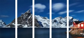 картини от 5 части – Нощен пейзаж в Норвегия