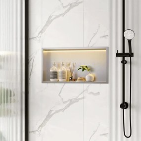 Вграден рафт за баня  LED 30x60 steel brush