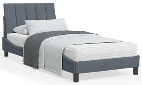 3208575 vidaXL Легло с матрак, тъмносиво, 90x200 см, кадифе