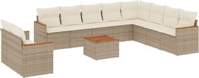 3226121 vidaXL Градински диван с възглавници, 11 части, бежов полиратан