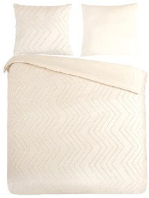 Кремаво двойно удължено спално бельо от микрофибър 200x220 cm Pure Zigzag – Good Morning