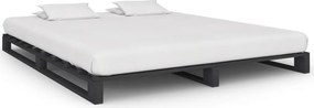 285252 vidaXL Палетна рамка за легло, сива, бор масив, 160х200 см