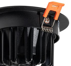 Вграден прожектор черен 9,5 см с LED 1300lm димируем IP23 - Gaius