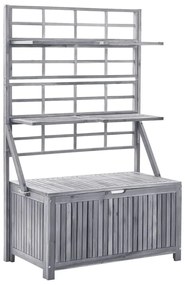 311882 vidaXL Сандък за съхранение с пергола, сив, 99x55x160 см, акация масив