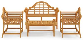 3100779 vidaXL Градински лаундж комплект от 4 части тиково дърво масив