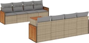 3259903 vidaXL Градински комплект диван с възглавници 9 части бежов полиратан