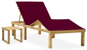 3065873 vidaXL Градински шезлонг с масичка и шалте, импрегнирано борово дърво