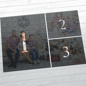 Картонен пъзел А4 с три ваши снимки – Любов