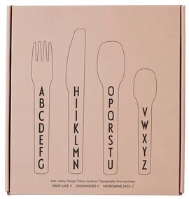 Комплект розови детски прибори за хранене от 4 части - Design Letters