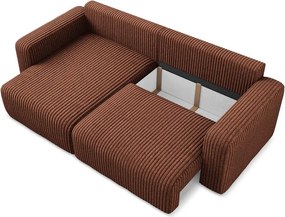 Теракотен сгъваем/с място за съхранение ъглов диван от рипсено кадифе (ляв ъгъл) Kona – Makamii