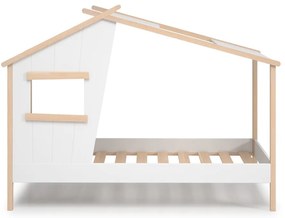 Бяло детско легло тип къща от масивен бор 90x190 cm Luba – Marckeric