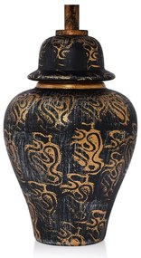 Настолна лампа с текстилен абажур в черен и златист цвят (височина 54 cm) Derin – Opviq lights