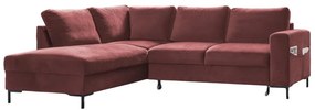 Розов кадифен разтегателен ъглов диван (ляв ъгъл) Lofty Lilly – Miuform