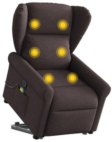 3303389 vidaXL Изправящ масажен реклайнер стол, тъмнокафяв, текстил