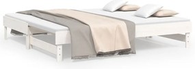 823395 vidaXL Разтегателна кушетка, бяла, 2x(75x190) см, борово дърво масив