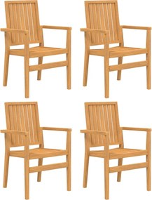3157901 vidaXL Стифиращи градински столове 4 бр 56,5x57,5x91 см тик масив
