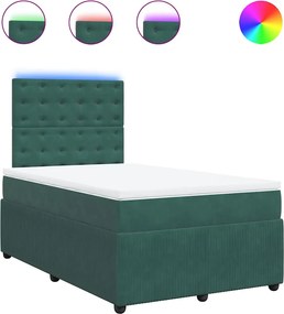 3294601 vidaXL Боксспринг легло с матрак, тъмнозелено, 120x190 см, кадифе