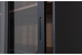 Витрина от масивен бор с плъзгащи се врати в черен и естествен цвят 125x200 cm James – WOOOD