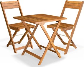 Дървен градински комплект от 3 части - сгъваема маса + столове