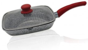 Грил тиган с капак ZEPHYR Actual Line ZP 4316 NM24C, 24 см, Керамично-мраморно покритие, Сив/червен