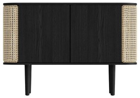 Нисък скрин с дъбов декор в черен и естествен цвят 109x75 cm Treasures - UMAGE