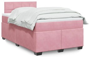 3288587 vidaXL Боксспринг легло с матрак, розово, 120x200 см, кадифе