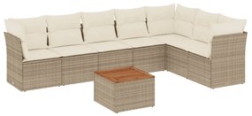 3256009 vidaXL Градински диван с възглавници, 8 части, бежов полиратан