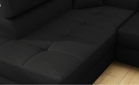 Черен разтегателен ъглов диван с място за съхранение (ляв ъгъл L форма) Anton – ELTAP