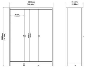 Черен гардероб 150x199 cm Madrid – Tvilum