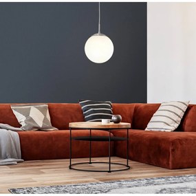 Бяло и сребристо висящо осветително тяло със стъклен абажур ø 20 cm RONDO – EGLO