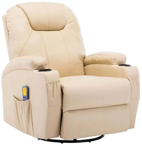 246637 vidaXL Масажен стол с люлееща функция, кремав, изкуствена кожа