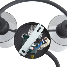 Дизайнерски плафон черен с опушено стъкло кръгъл 3-лампи - Domo