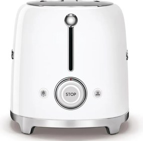 Тостер за хляб SMEG 50's Style TSF01WHEU, 950W, 2 филии, 6 нива, Тавичка за трохи, Вграден кабел, Неръждаема стомана, Бял
