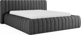 Тъмносиво двойно тапицирано легло с място за съхранение и включена подматрачна рамка 180x200 cm Carilla – ELTAP