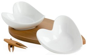 Комплект от 2 купи за сервиране с бамбукова табла и два шиша Coeur Blanc - Brandani